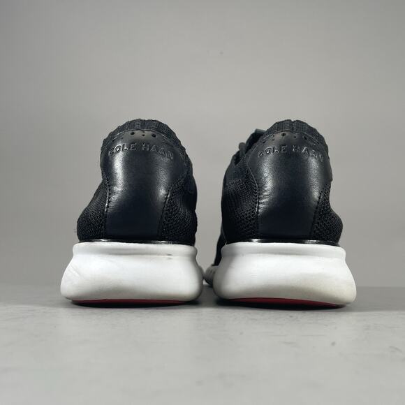 Cole Haan Black Knit Leather Wingtip Oxford with White Sole